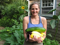 Lynne Delaney showing off veggies