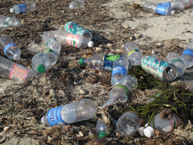 Bottles on the beach