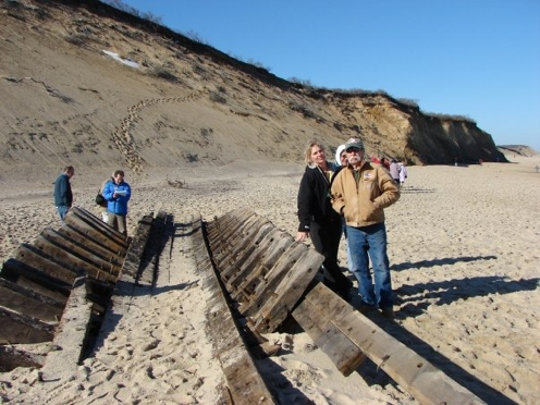 Darlene with her dad on Newcomb’s Hollow Beach, Wellfleet 